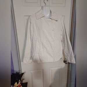 GAP Women's Off-White Pea Coat Button On Front L 20in Size L